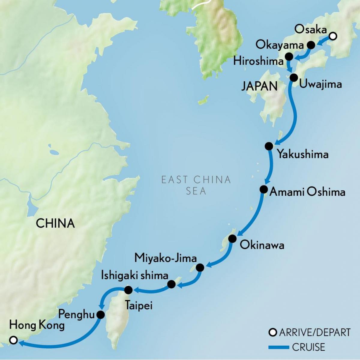 地图上的香港和日本