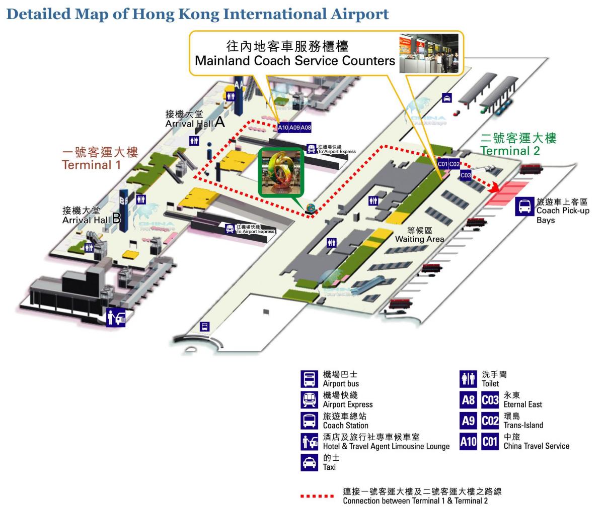 地图上的香港机场
