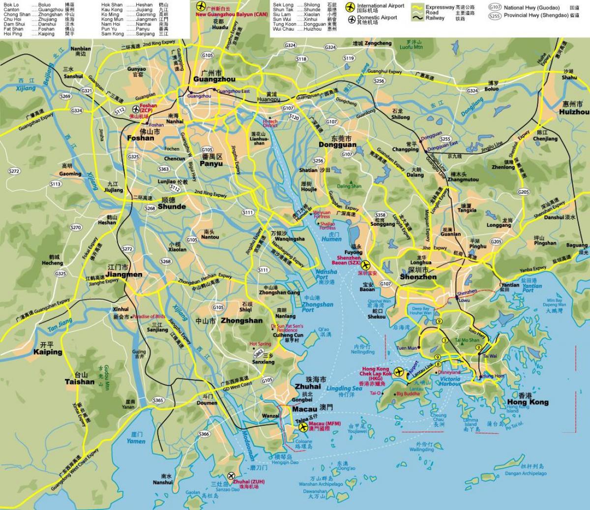 路线图的香港