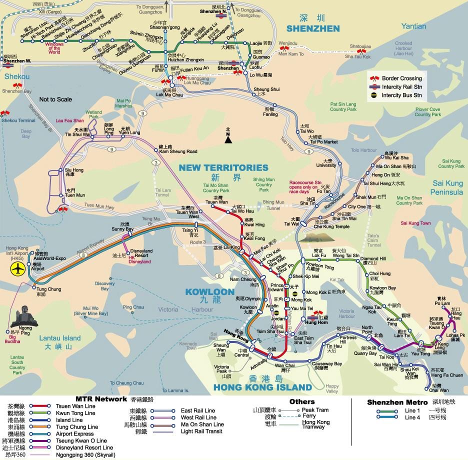 地铁香港的地图
