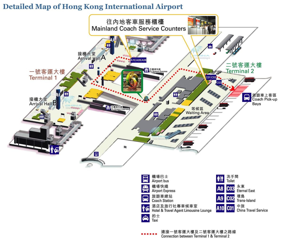 地图上的香港机场
